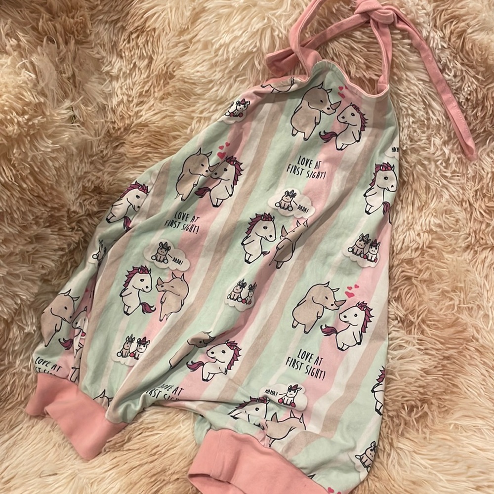 Custom WAHM Etsy Unicorn 🦄 Striped Bubble Romper | Halter | Comfy | Size 4T